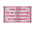 Brooks A273  Adhesive-backed Aluminum Restaurant System Sign ”FIRE SYSTEM...” - 5" x 3"