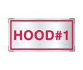 Brooks A281  Adhesive-backed Aluminum Restaurant System Sign ”HOOD #1” - 4" x 2"
