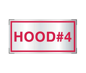 Brooks A284  Adhesive-backed Aluminum Restaurant System Sign ”HOOD #4” - 4" x 2"