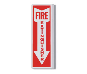 Brooks AWM108 Aluminum 90° Angle ”Fire Extinguisher” Sign -  4" x 12"