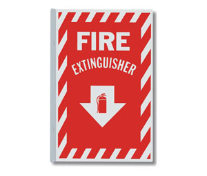 Brooks AWM114 Aluminum 90° Angle ”Fire Extinguisher” Sign -  8" x 12"