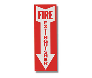 Brooks BL108 Self-adhesive Vinyl ”FIRE EXTINGUISHER” Arrow Sign - 4" x 12"