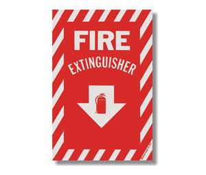 Brooks BL114 Self-adhesive Vinyl ”FIRE EXTINGUISHER” Arrow Sign - 8" x 12"