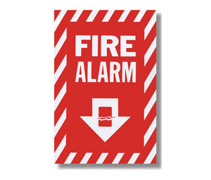 Brooks BL119 Self-adhesive Vinyl ”FIRE ALARM” Sign - 8" x 12"