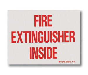 Brooks BL172 Vinyl Self-adhesive ”FIRE EXTINGUISHER INSIDE” Sign - 4" x 3"