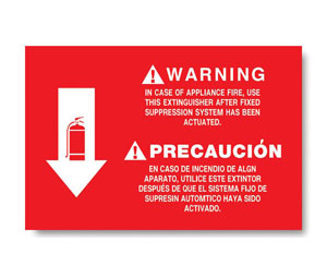 Brooks BL189 Class K Bilingual Vinyl ”WARNING” Sign - 12" x 8"