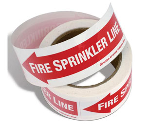 Brooks BL252R  ”FIRE SPRINKLER LINE” Label w/Right Arrow