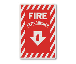 Brooks RP114 Rigid Plastic ”FIRE EXTINGUISHER” Arrow Sign - 8" x 12"