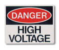 Brooks RP139 Rigid Plastic ”DANGER HIGH VOLTAGE” Sign - 10" x 8"