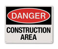 Brooks RP148 Rigid Plastic ”DANGER CONSTRUCTION AREA” Sign - 10" x 8"