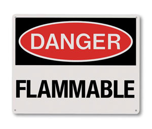 Brooks RP150 Rigid Plastic ”DANGER FLAMMABLE” Sign - 10" x 8"