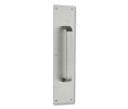 Burns 5021B-605 Polished Clear Coated Brass No.50 Plate with No.21B Pull - 3" x 12" x 0.05" Plate with 8" CTC x 1" Half Round Pull