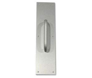Burns 5025A-628 Clear Anodized Aluminum No.50 Plate with No.25A Pull -  3" x 12" x 0.05" Plate with 6" CTC x 3/4" dia. Pull