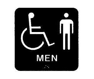 Burns ADA-B Black Men Restroom Sign - Screw Mount