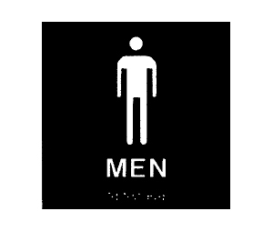 Burns ADA-A Black Men Restroom Sign - Adhesive Mount
