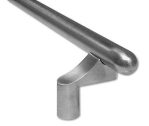 Burns VP4351-104-629 Polished Stainless Steel 104" x 1-1/4" Round Profile Post Mount Round Ends Offset Vertical Door Pull