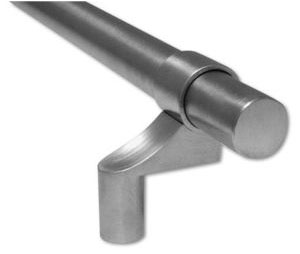 Burns VP5251-94-SF Polished Ends w/Satin Center  94" x 1-1/4" Post Mount Square Ends Offset Vertical Door Pull with Collar