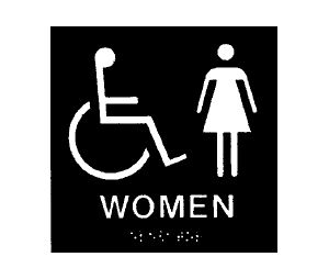 Burns ADA-B Blue Women Restroom Sign - Screw Mount