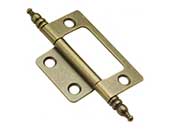 Belwith BWP8294-AB Antique Brass Non-Mortise Finial Tip Cabinet Specialty Hinge 2"L x 1-7/16"W - 1 Pr.