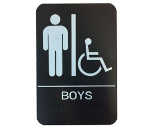 Cal-Royal BOYH68-BLK Boys Handicap Restroom Sign - Black