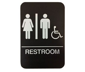 Cal-Royal CARSH68-BLK Unisex Handicap Restroom Sign - Black