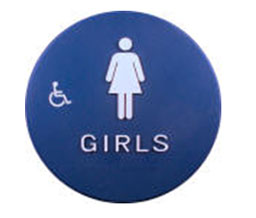 Cal-Royal GHS4-BLK Girl's Restroom Sign With Handicap Logo - Black