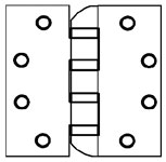 Cal-Royal HOSBB-5200-32D 4.5x4.5in Hospital Tip Hinge-Full Mortise-Heavy Weight-Ball Bearing-Stainless Steel Base-Satin Finish