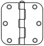 Cal-Royal RH-35 3.5x3.5in 5/8in Radius Hinge-Full Mortise-Residential Weight-Plain Bearing-Steel Base