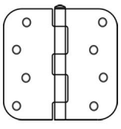 Cal-Royal RH-40-32D 4x4in 5/8in Radius Hinge-Full Mortise-Residential Weight-Plain Bearing-Stainless Steel Base-Satin Finish