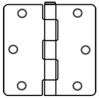 Cal-Royal RH-61-32D 3.5x3.5in 1/4in Radius Hinge-Full Mortise-Residential Weight-Plain Bearing-Stainless Steel Base-Satin Finish