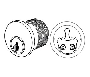 Cal-Royal CX96-3000-US26D 1-1/4" Mortise Cylinder with Clover Leaf Cam w/ Schlage “C-K” Keyway - Satin Chrome Finish