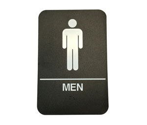 Cal-Royal CAM68-BLK Men Restroom Sign - Black