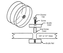 CRL 2000181 180 Degree Round Mall Glass Clamp - Clear Acrylic