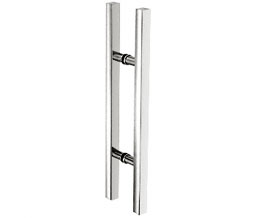 CRL 24SQRLPBS Glass Mounted Square Ladder Style Pull Handle with Round Mounting Posts - 24" (610 mm) Overall Length - Brushed Stainless