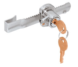 CRL 963L Randomly Keyed "Tamper Proof" Sliding Glass Door Lock with Standard Ratchet Bar - Chrome