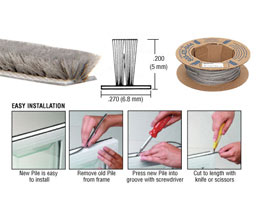 CRL A11420B .200" Pile Height; .270" Backing Width - High Density Windo-Pile Weatherstrip - 800' Roll