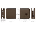 CRL BGCU1BBRZ Beveled Style Notch-in-Glass Fixed Panel U-Clamp - Brushed Bronze