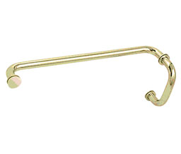 CRL BM6X18BR BM Series 6" Pull Handle 18" Towel Bar Combination with Metal Washers - Polished Brass