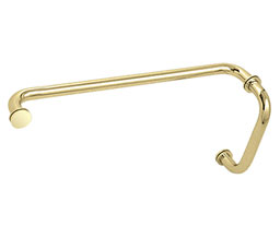 CRL BM8X18BR BM Series 8"a Pull Handle 18" Towel Bar Combination with Metal Washers - Polished Brass