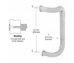 CRL CD8BS 8" Single Offset Door Pull - Brushed Stainless