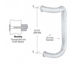 CRL CD8SC 8" Single Offset Door Pull - Satin Chrome