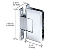CRL C0L537CH  Cologne 537 Series Wall Mount - Full Back Plate Hinge With 5 Degree Offset - Chrome