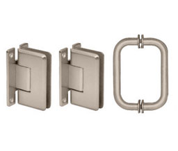 CRL C0LS3BN Cologne Shower Door Hinge and Pull Handle Set - Brushed Nickel