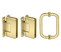 CRL C0LS3BR Cologne Shower Door Hinge and Pull Handle Set - Polished Brass  