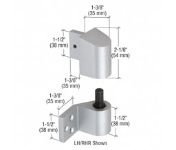 CRL DH02211L 3/4" Intermediate Offset Left Hand Pivot Set Flush with Frame Face - Satin Aluminium