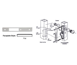 CRL DL2131A Flat Faceplate for DL2130 Series Hook Throw Deadlocks - Aluminum