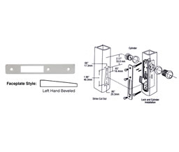 CRL DL2134A Left Hand Beveled Faceplate for DL2130 Series Hook Throw Deadlocks - Aluminum