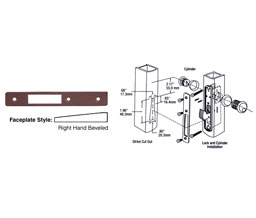 CRL DL2135DU Right Hand Beveled Faceplate for DL2130 Series Hook Throw Deadlocks - Dark Bronze