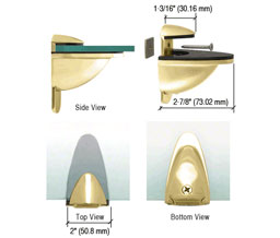 CRL DL661BR Heavy-Duty Adjustable 661 Series Shelf Bracket - Polished Brass