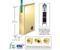 CRL DR10SPB12SL 10" Square Style Door Rail With Lock for 1/2" Glass - 35-3/4" Length - Polished Brass